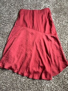 American Eagle Outfitters Coral-Red A-Line Midi Skirt